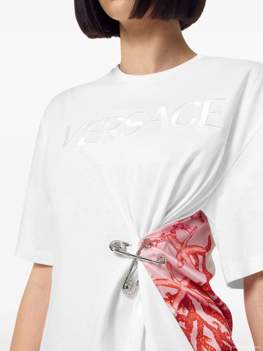 Cheap T-shirt Versace Women Sea Barocco safety-pin 0406